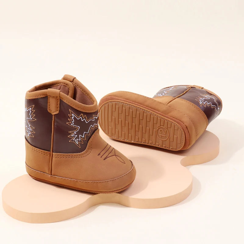 Western Embroidered Baby Cowboy Boots with Side Zipper