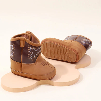 Western Embroidered Baby Cowboy Boots with Side Zipper