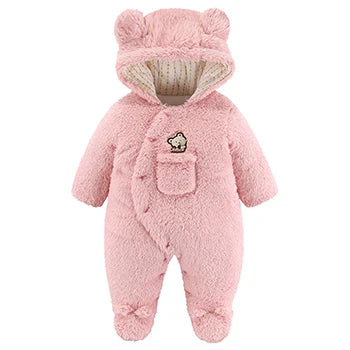Bear Ear Plush Hooded Footie Romper for Babies