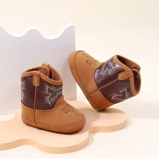 Western Embroidered Baby Cowboy Boots with Side Zipper