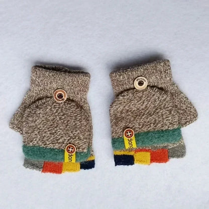 Cozy Half-Finger Kids Gloves – Warm Knit Writing Gloves for Fall & Winter