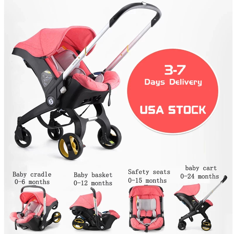 Car Seat Stroller Hybrid – 3-in-1 Infant Travel System with One-Click Wheels