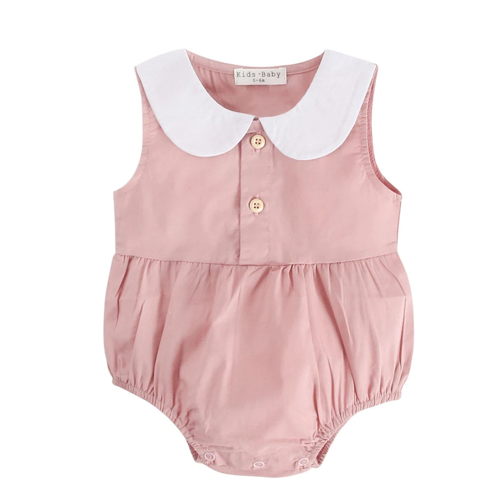 Lace-Trim Gingham Bubble Bodysuit for Baby Girls