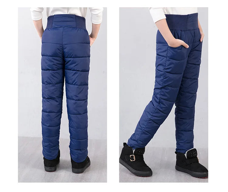 Kids High-Waist Winter Puffer Pants – Warm Waterproof Snow & Ski Trousers (Unisex)
