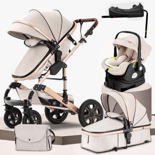 Luxury 3-in-1 Baby Stroller Travel System with Isofix Base – Reversible, Foldable Pram (Newborn to Toddler)