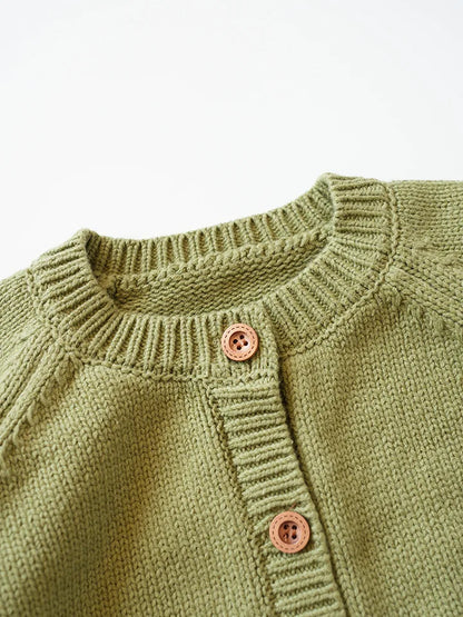 Baby & Toddler Girls Cotton Knit Cardigan (2–6 Years) – Button-Front Sweater with Duck Embroidery