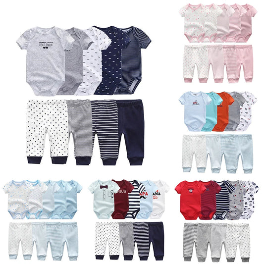 9-Piece Baby Bodysuit & Pants Set – Newborn Essentials for Boys & Girls