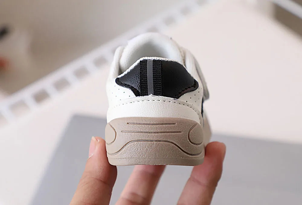 Bear Patch Double-Strap Baby & Toddler Sneakers with Flexible Soles
