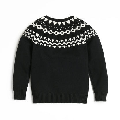 Geometric Yoke Cotton Knit Sweater for Kids