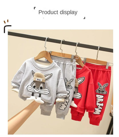 Cartoon Bunny Sweatshirt & Jogger Set for Kids – Cozy 2-Piece Outfit (Ages 2–7)