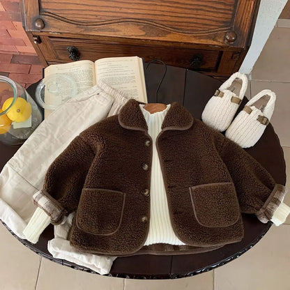 Cozy Teddy Fleece Button-Up Jacket for Kids