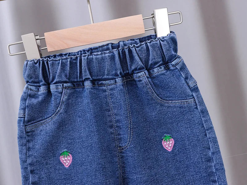 Embroidered Strawberry, Daisy & Heart Jeans for Toddlers