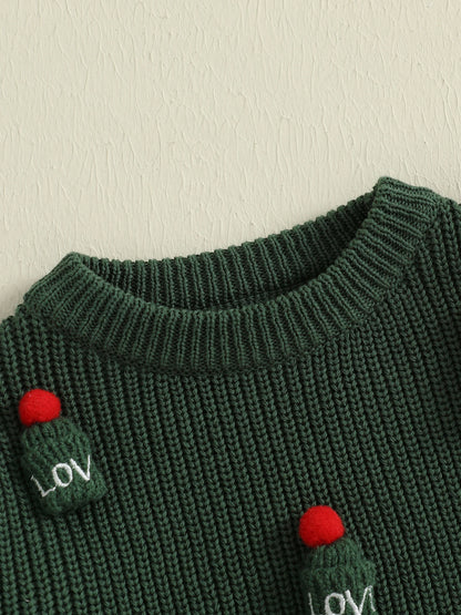 Kids Knit Sweater with 3D Beanie Detail – Cozy Crewneck Pullover (0 - 5 Years)