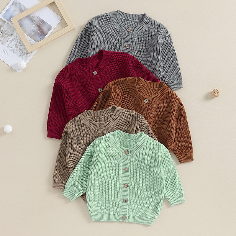 Button-Front Chunky Knit Cardigan for Girls
