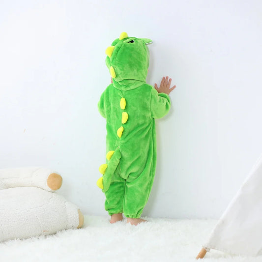 Plush Dinosaur Hooded Baby Romper