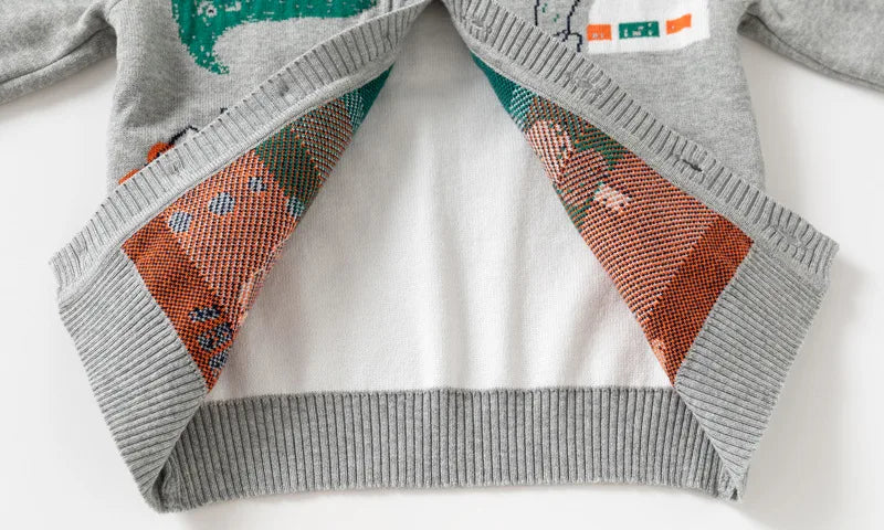 Unisex Kids Cotton Knit Cardigan Sweater (2–8 Years) – Button-Front V-Neck, Storybook Print