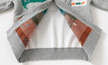 Unisex Kids Cotton Knit Cardigan Sweater (2–8 Years) – Button-Front V-Neck, Storybook Print