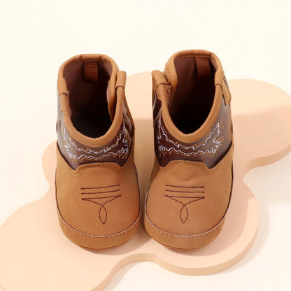 Western Embroidered Baby Cowboy Boots with Side Zipper