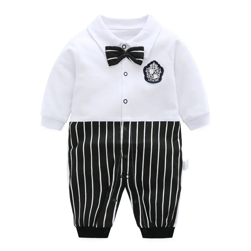 Bow-Tie Tuxedo Romper for Baby Boys