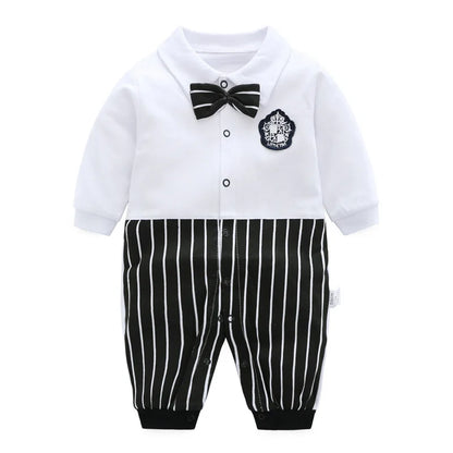 Bow-Tie Tuxedo Romper for Baby Boys