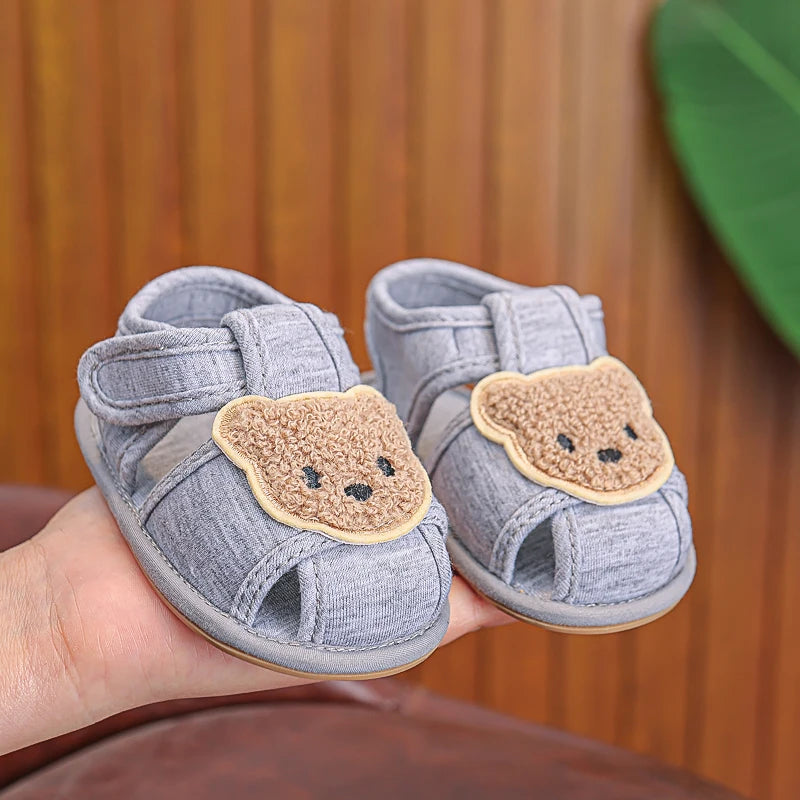 Textured Teddy Bear Open-Toe Baby Sandals