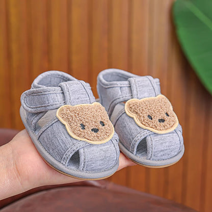 Textured Teddy Bear Open-Toe Baby Sandals