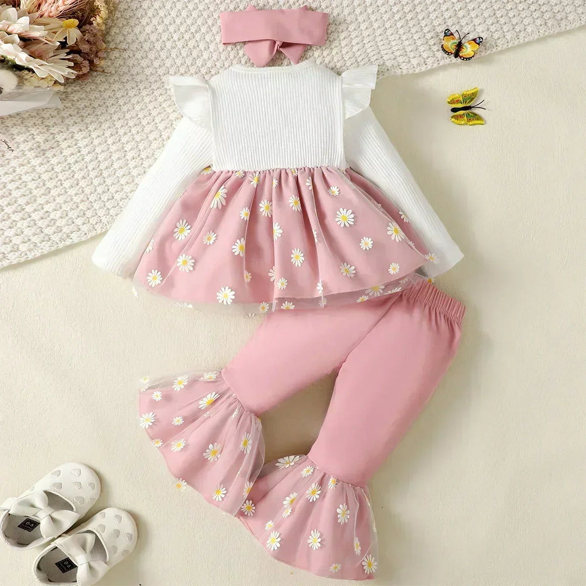 Daisy Tulle Bow Outfit Set for Baby Girls