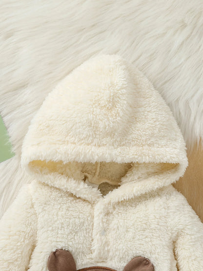 Baby Bear Hooded Fleece Outfit – Cozy 2-Piece Winter Set for Newborn Boys (0–6 Months)