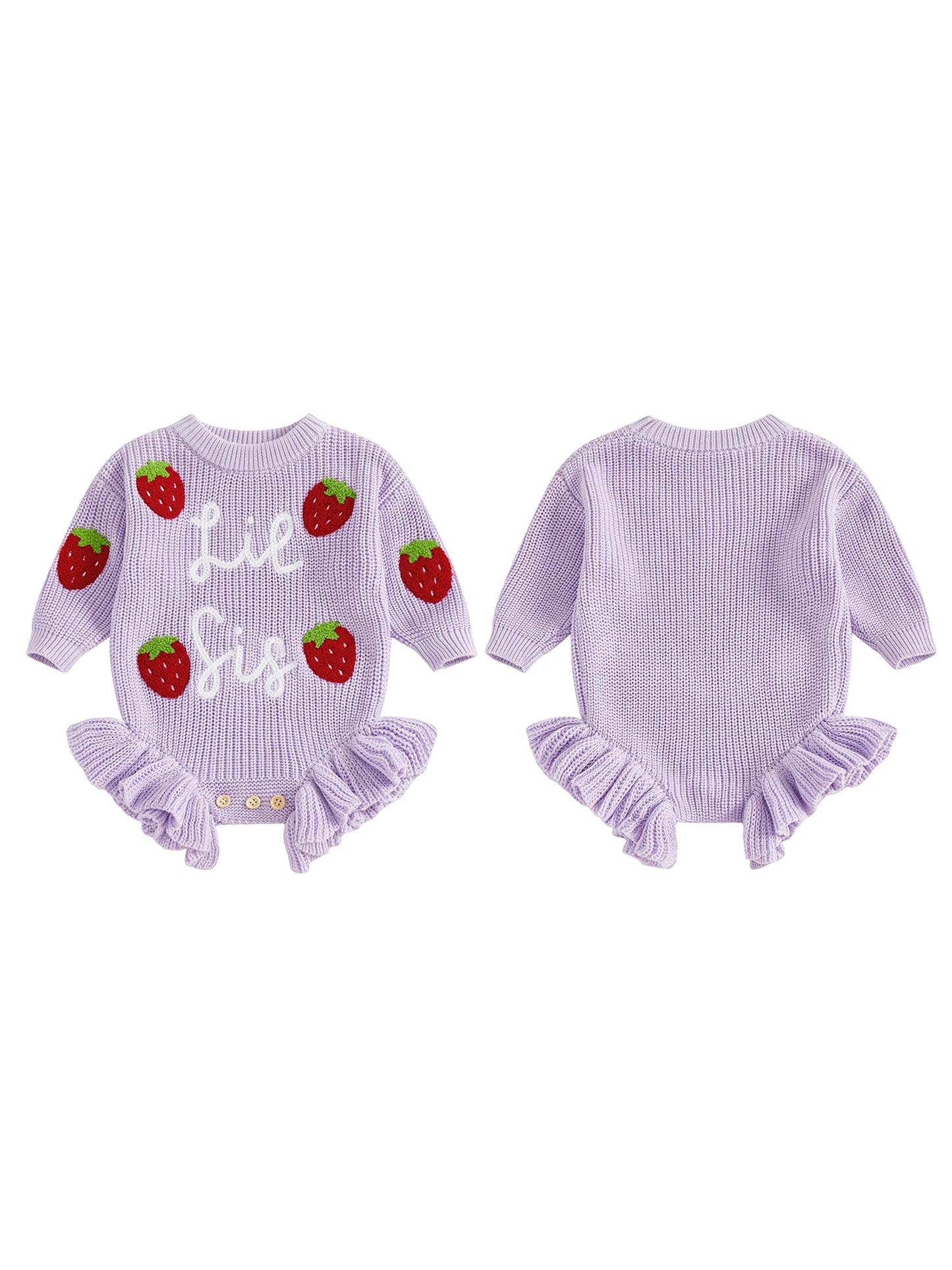 Strawberry Knit Sweater Romper for Baby Girls