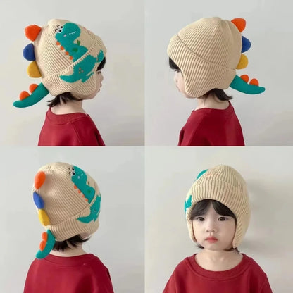 3D Dinosaur Knit Earflap Hat for Kids