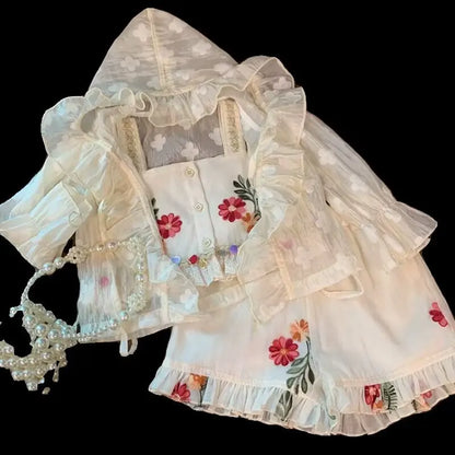 Embroidered Garden Girls’ Cami & Ruffle Shorts Set