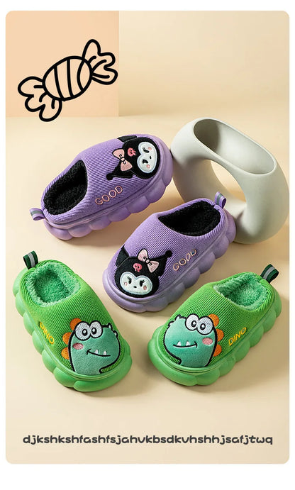 Plush Cartoon Indoor Slippers for Kids – Warm, Non-Slip House Shoes for Toddlers & Little Kids