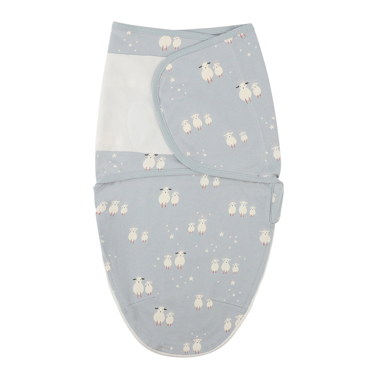 Cartoon Print Cotton Baby Swaddle Wrap with Adjustable Velcro & Zipper