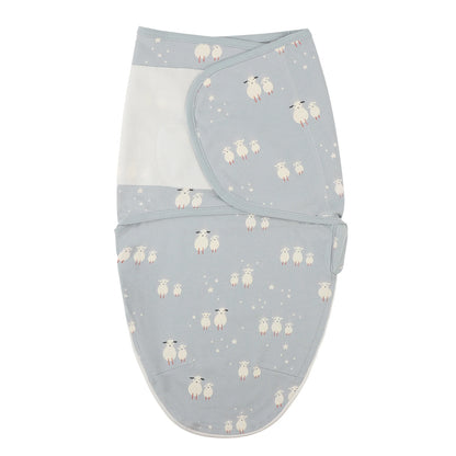 Cartoon Print Cotton Baby Swaddle Wrap with Adjustable Velcro & Zipper