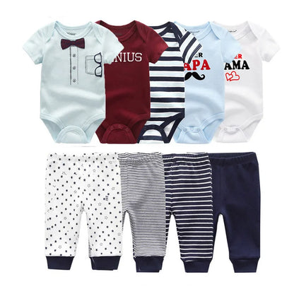 9-Piece Baby Bodysuit & Pants Set – Newborn Essentials for Boys & Girls