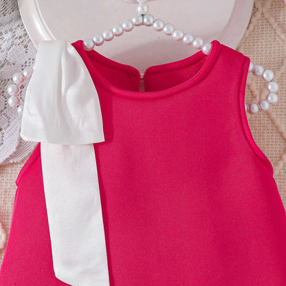 Flower-Shoulder A-Line Party Dress for Girls