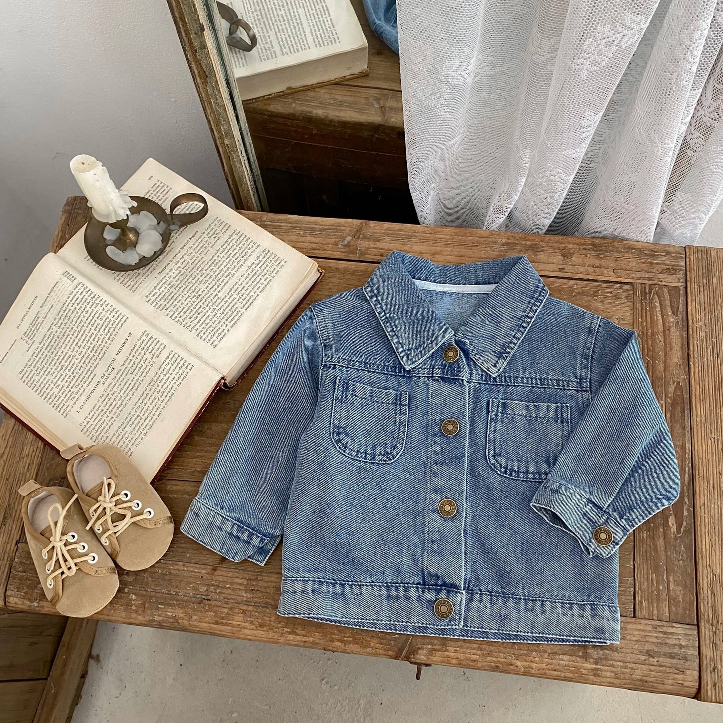 Baby Denim Jacket with Double Pockets – Soft Cotton Button Jacket (Ages 6–24 Months)
