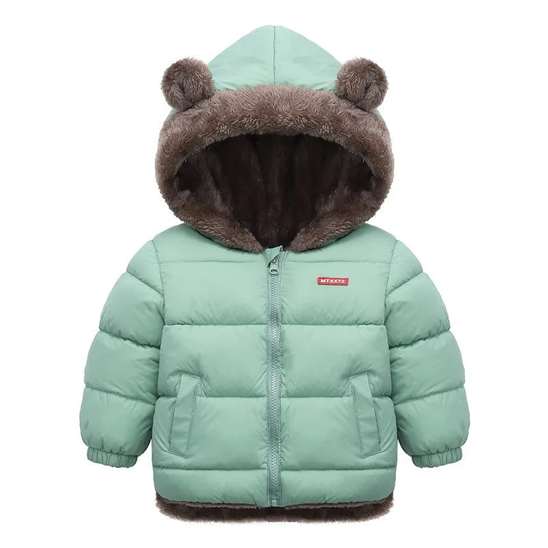 Bear-Ear Plush-Lined Kids’ Puffer Jacket