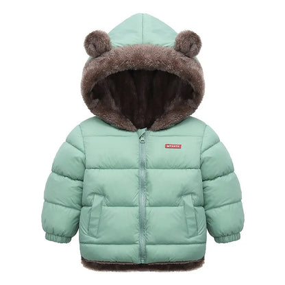 Bear-Ear Plush-Lined Kids’ Puffer Jacket