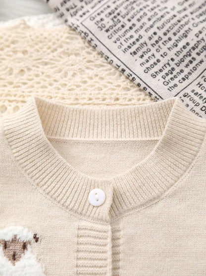 Fluffy Little Sheep Knit Cardigan for Baby Girls