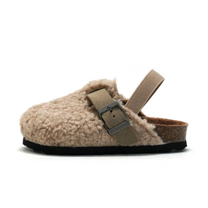 Teddy Fleece Buckle Clog Slippers for Kids