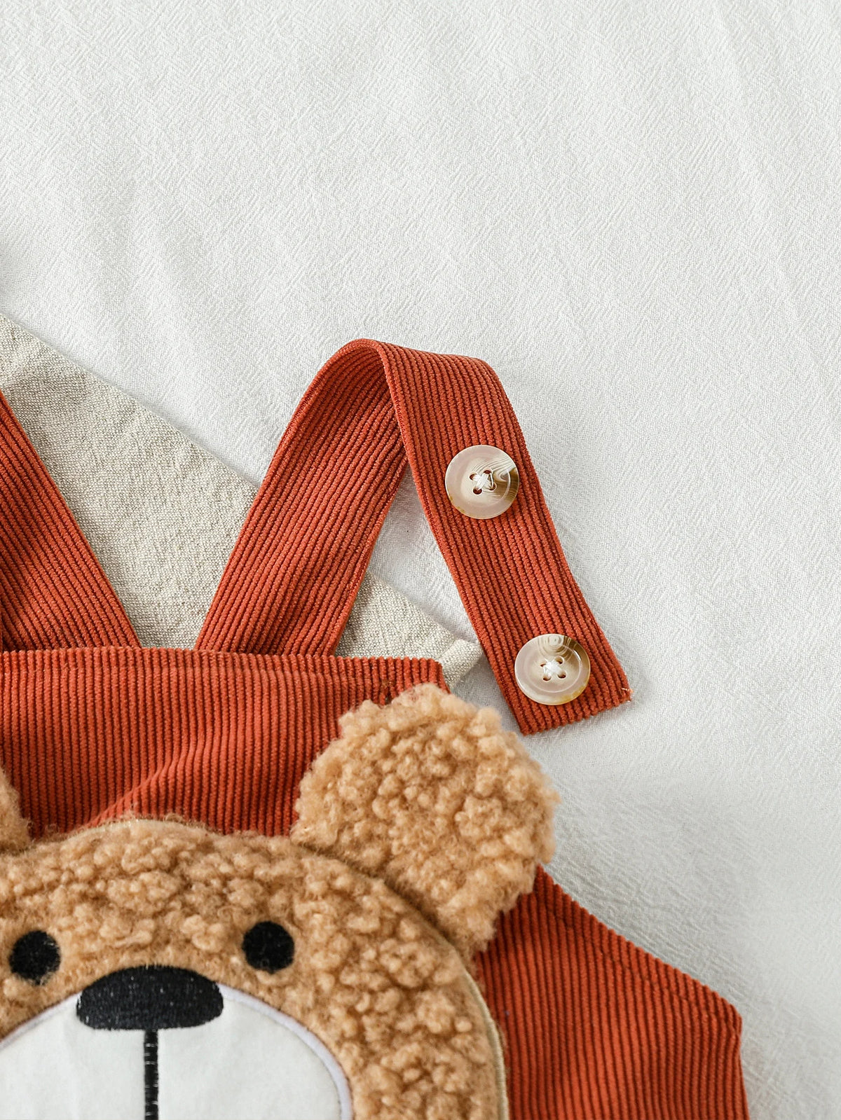 Textured Teddy Bear Overall Romper for Babies & Toddlers