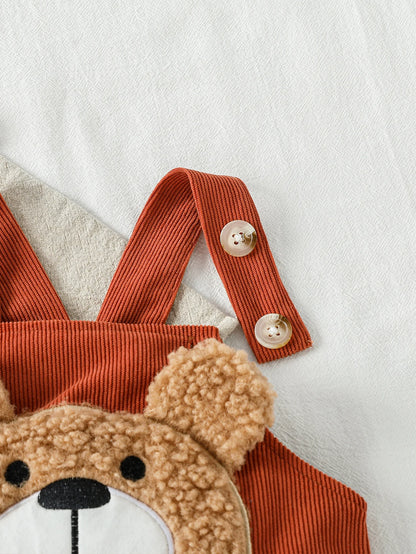 Textured Teddy Bear Overall Romper for Babies & Toddlers