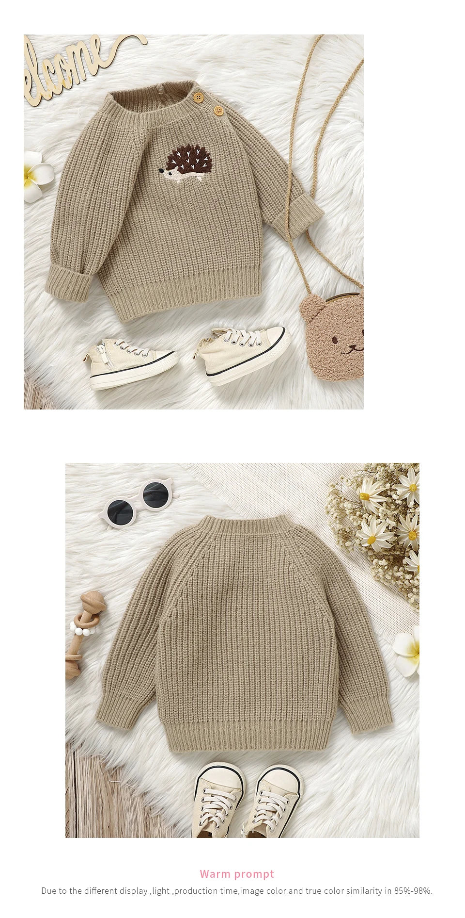 Cable-Knit Baby & Toddler Sweater – Soft Winter Pullover with Crew Neck (6 Months–3 Years)