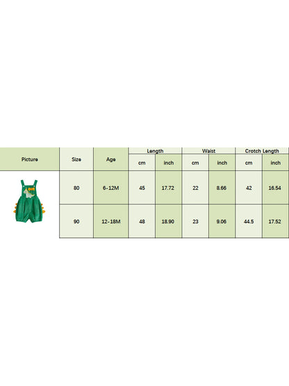 First Birthday Dino Corduroy Bubble Overall Romper for Baby Boys