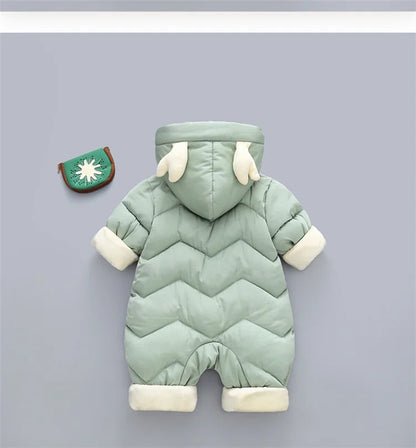 Baby Deer Hooded Snowsuit | Plush-Lined Insulated Winter Jumpsuit with Antler Hood & Zip Front