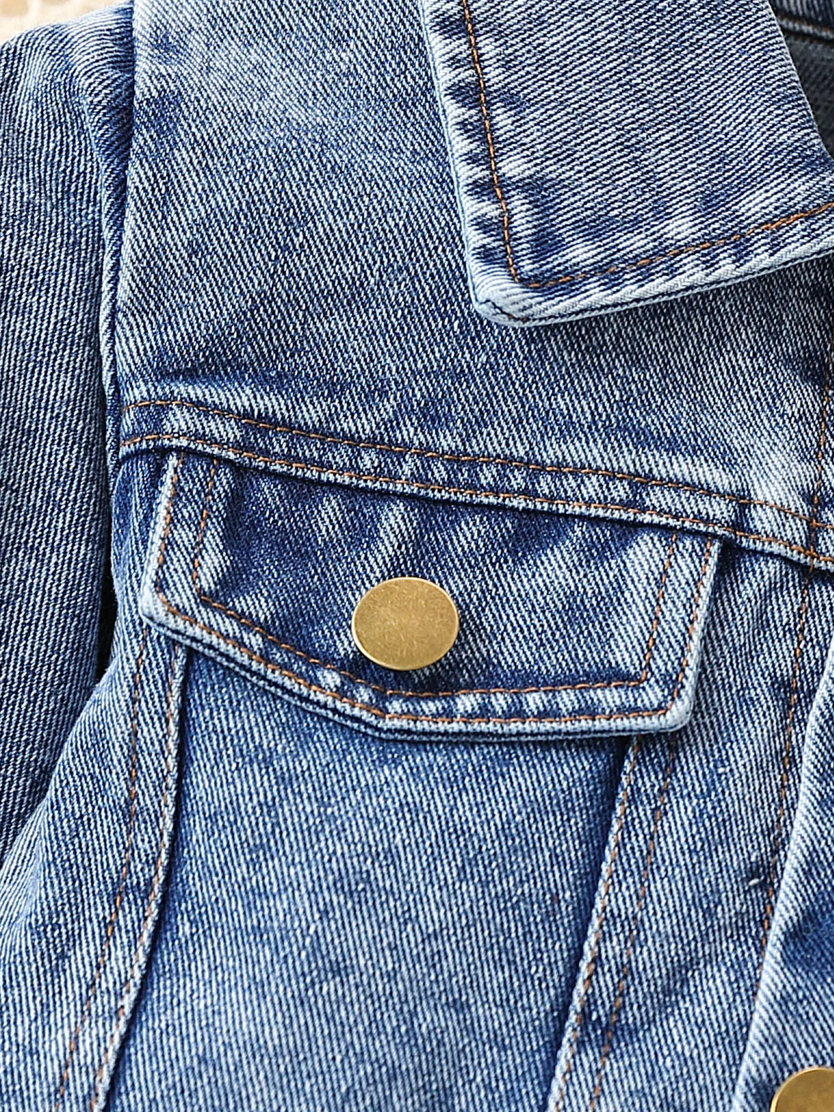Pleated Denim Skirt & Cropped Jacket 3-Piece Outfit for Girls