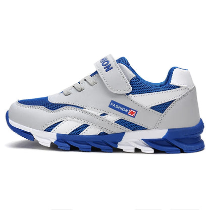 Blue Mesh Hook-and-Loop Sneakers for Boys