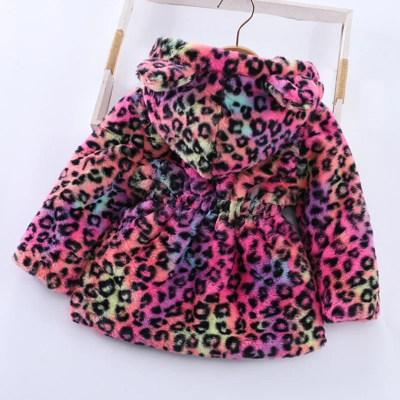 Baby Girls Sherpa Hooded Winter Coat with Pockets – Soft Plush Zip-Up Jacket