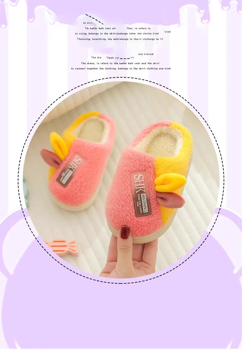 Plush Bunny Ear Kids Slippers – Warm Non-Slip Indoor Shoes for Toddlers & Kids